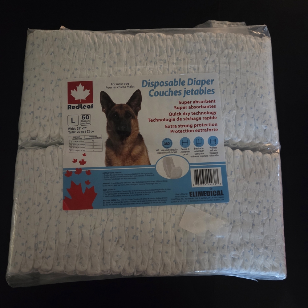 Disposable Dog Diapers Size Large 50 Pack